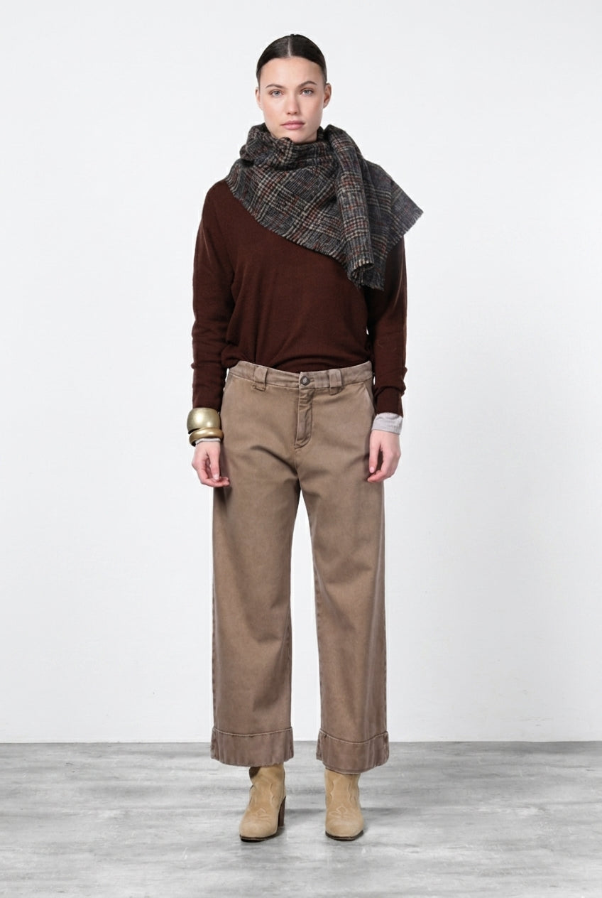New York Studio Crop pantalone chino donna in twill stretch straight fit
