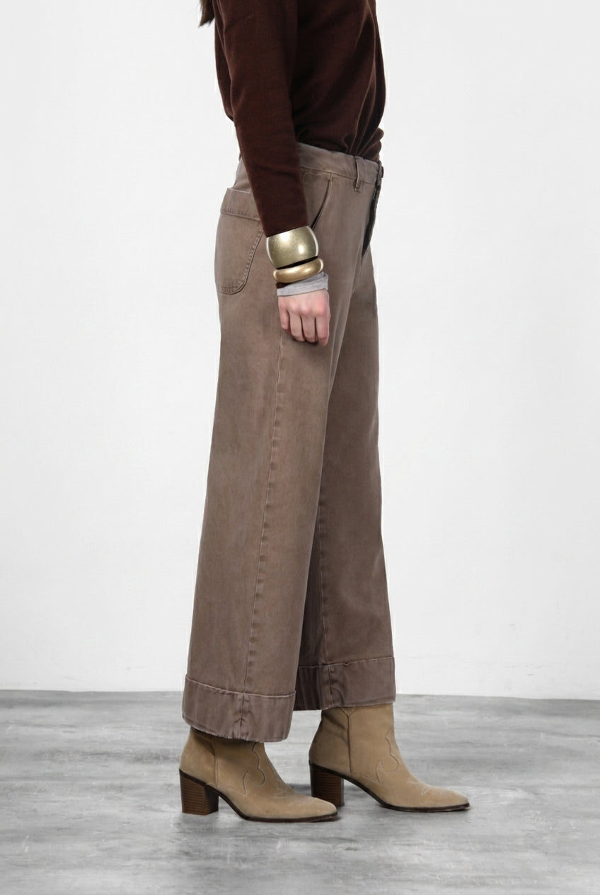 New York Studio Crop pantalone chino donna in twill stretch straight fit