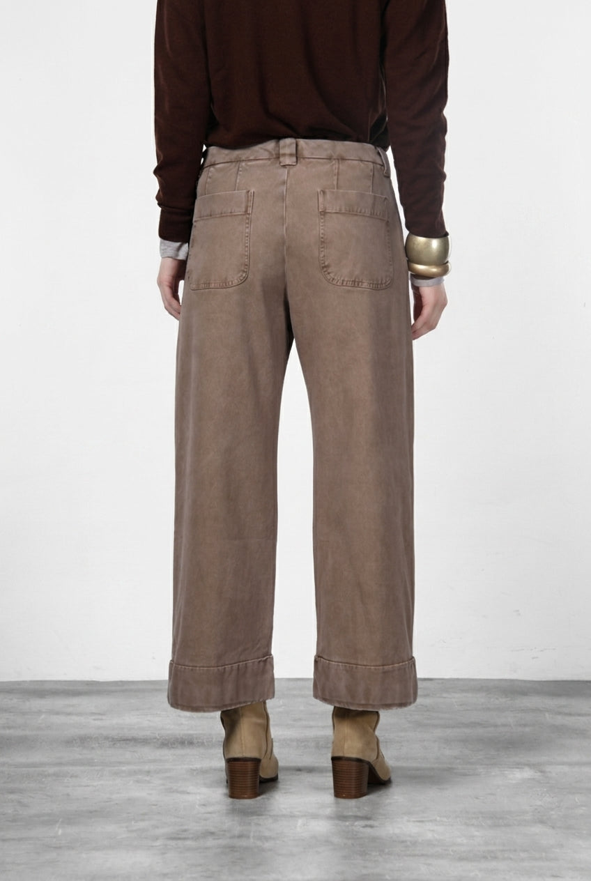 New York Studio Crop pantalone chino donna in twill stretch straight fit