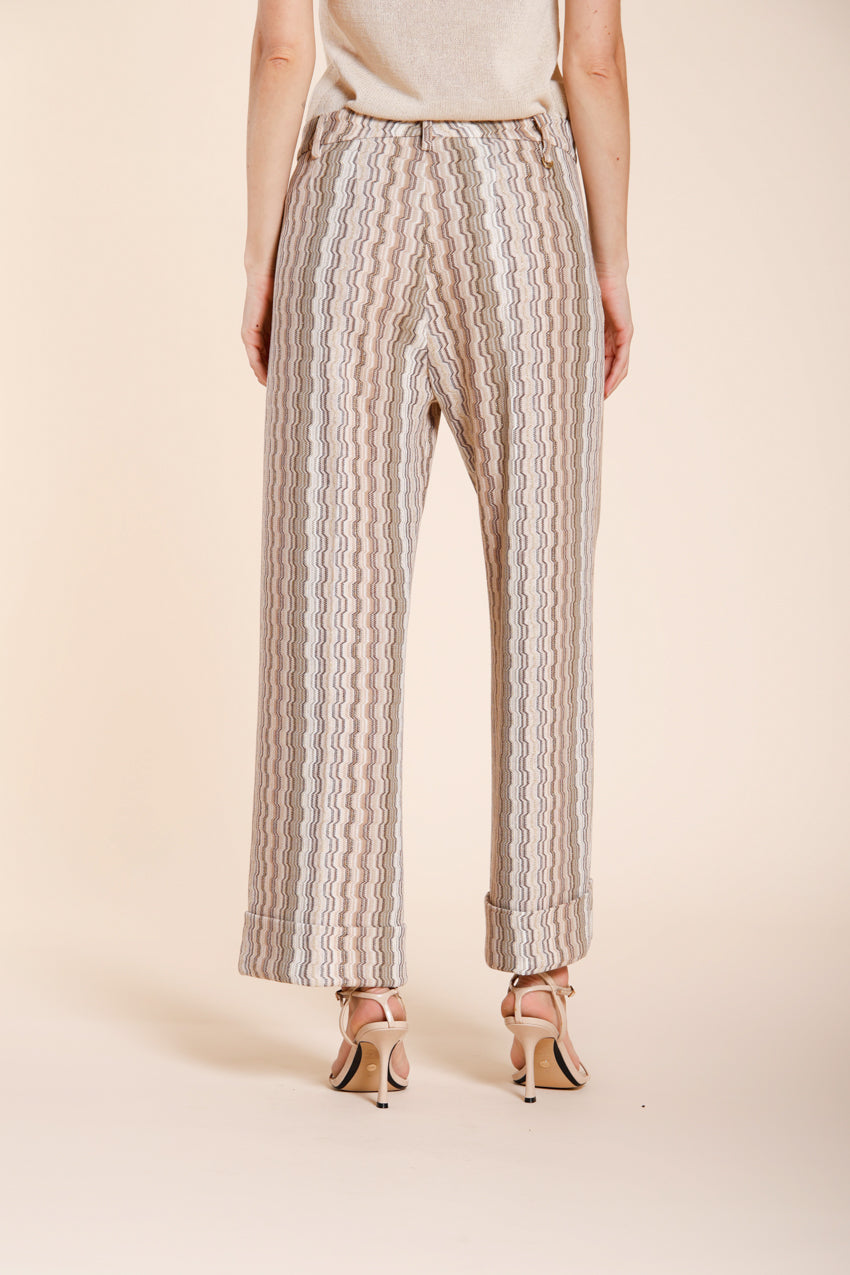 New York Studio Cropped City pantalone chino donna in jersey fantasia a righe straight fit