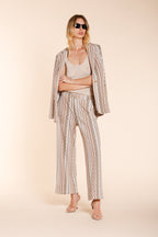 New York Studio Cropped City pantalone chino donna in jersey fantasia a righe straight fit