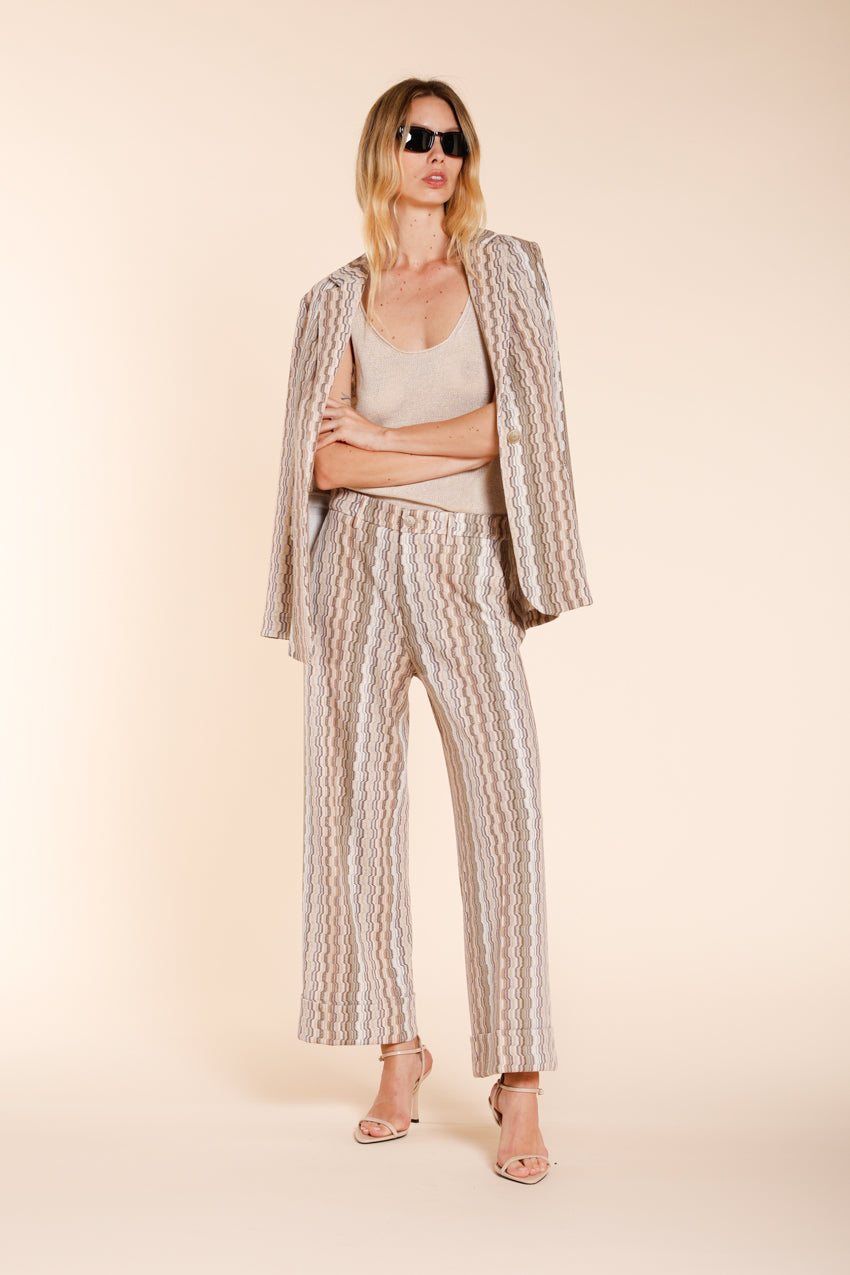 New York Studio Cropped City pantalone chino donna in jersey fantasia a righe straight fit