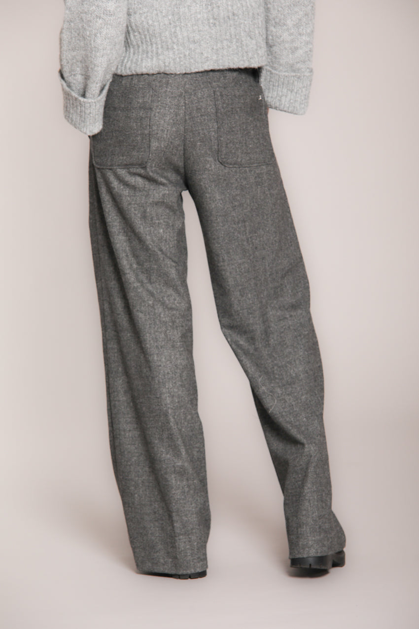 Foto 5 Shon pantalone chino donna in lana unita wide leg