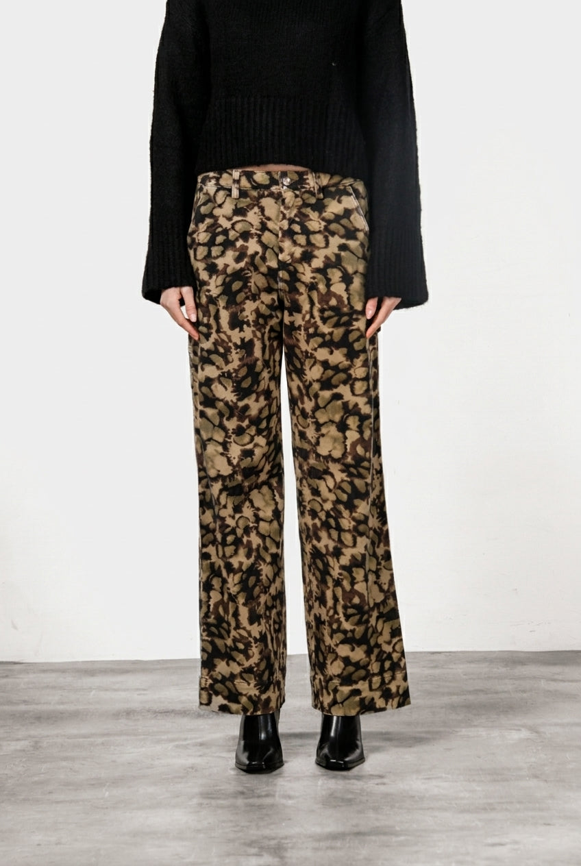 Dallas Wide Work pantalone chino donna in bull fantasia camouflage straight fit