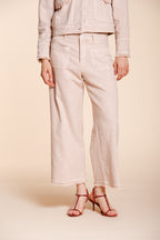 New York Studio Cropped pantalon chino femme en tissu natté straight fit