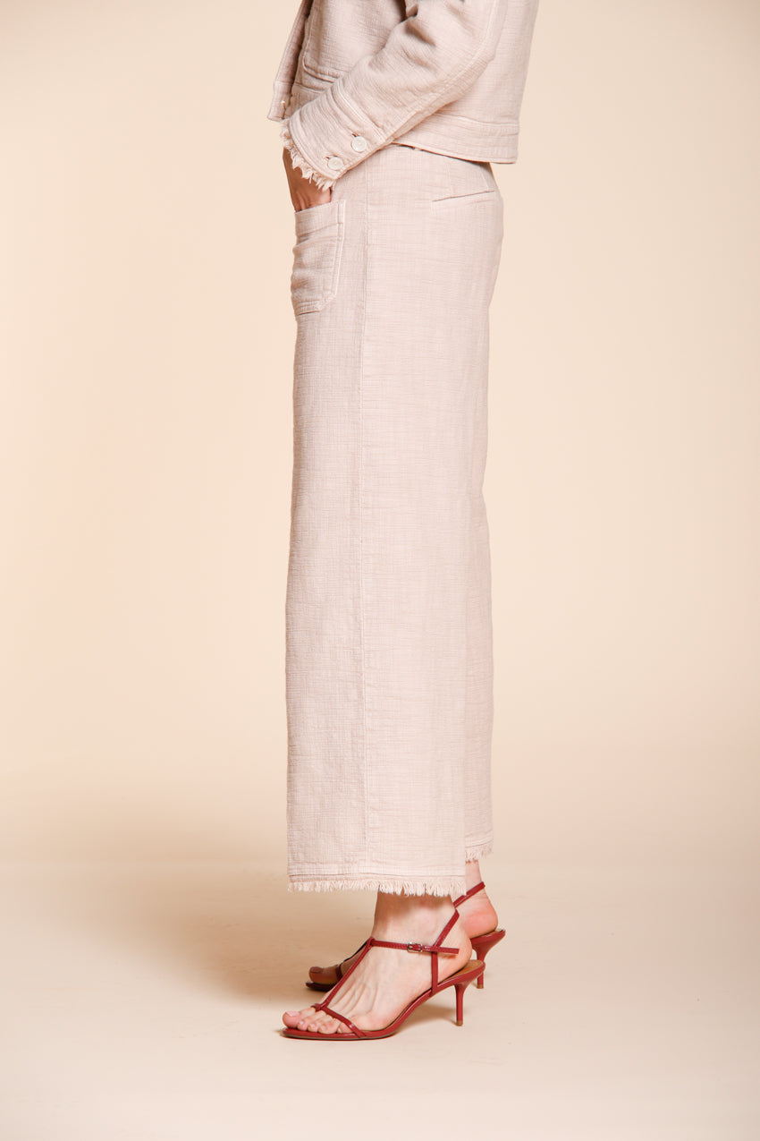 New York Studio Cropped pantalon chino femme en tissu natté straight fit