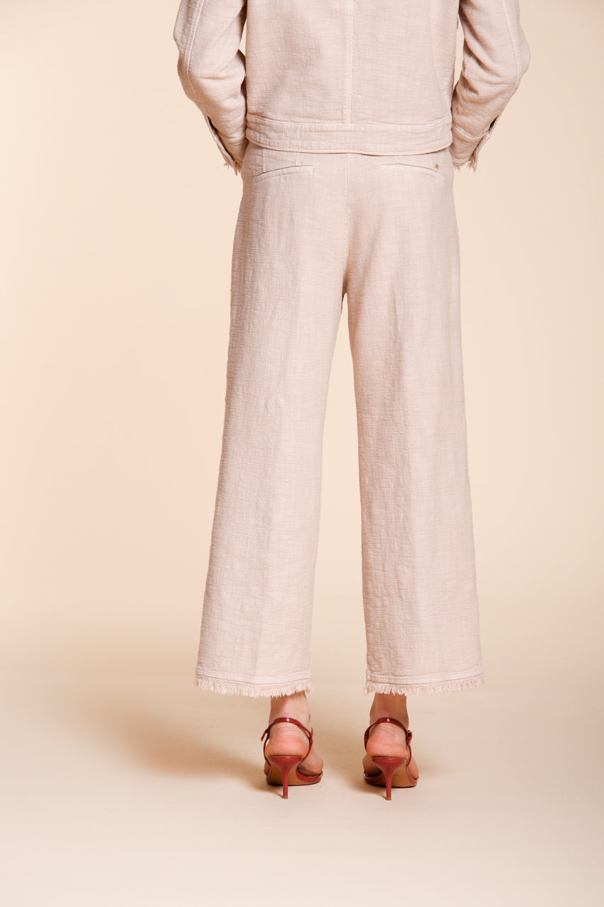 New York Studio Cropped pantalon chino femme en tissu natté straight fit