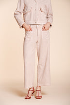 New York Studio Cropped pantalon chino femme en tissu natté straight fit