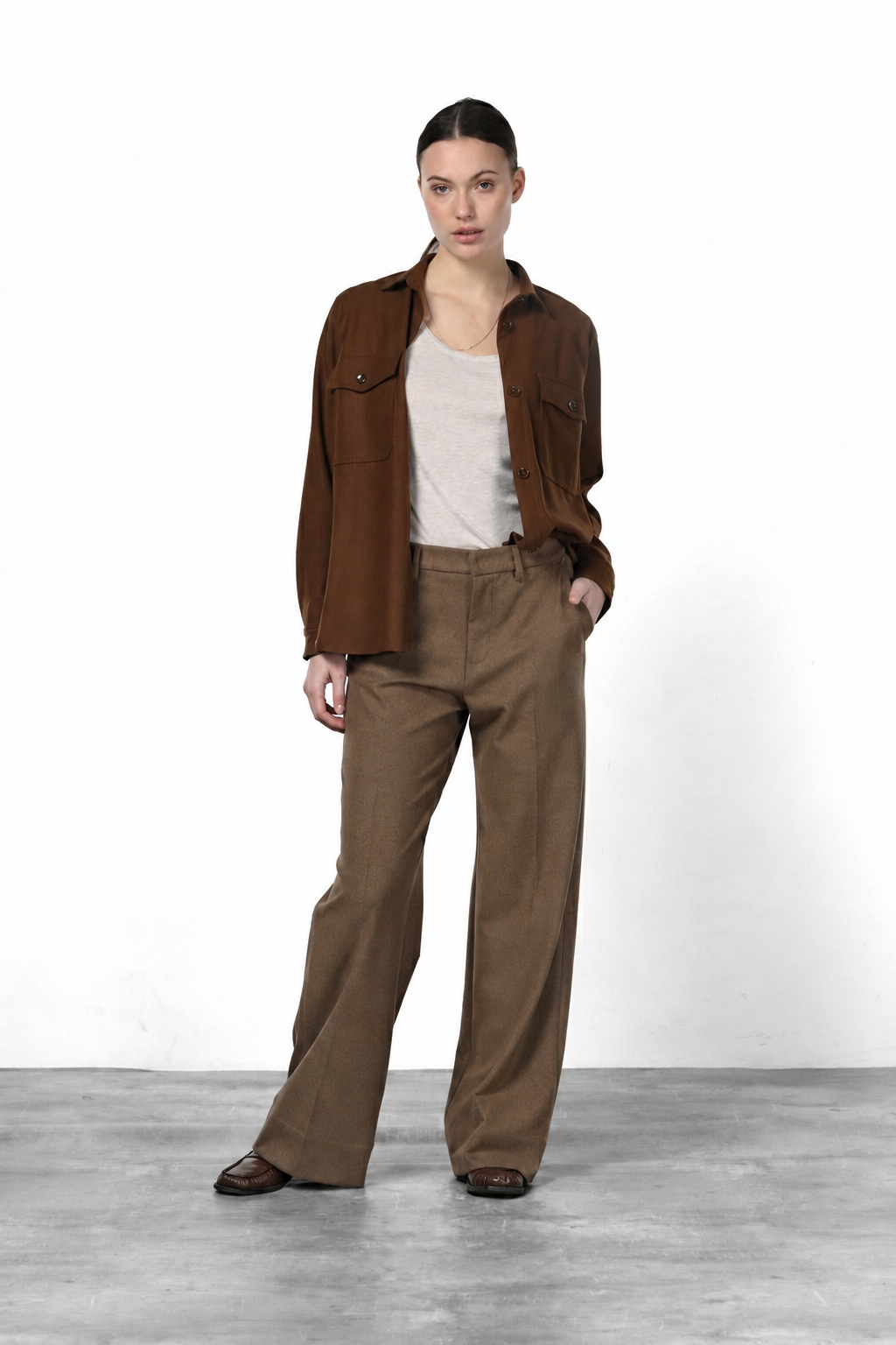 New York Studio Tailored pantalone chino donna in jersey flanella straight fit