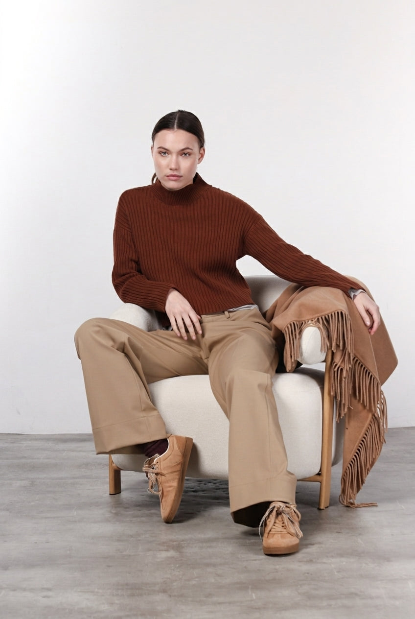 New York Studio Tailored pantalone chino donna in lana straight fit