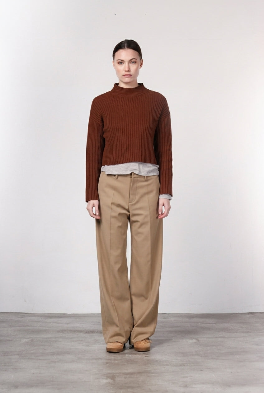 New York Studio Tailored pantalone chino donna in lana straight fit