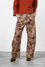 Vivienne City pantalone chino donna in bull fantasia a fiori grandi balloon fit