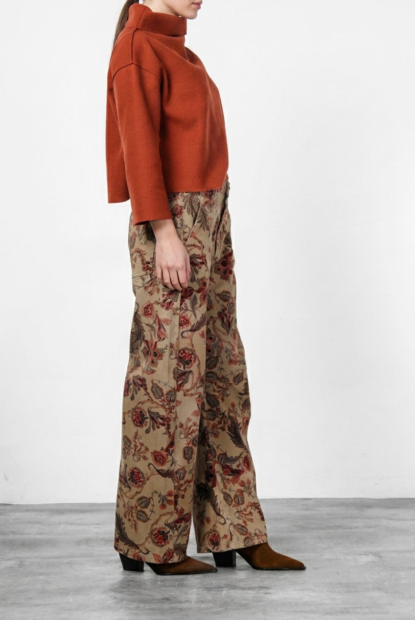 Vivienne City pantalone chino donna in bull fantasia a fiori grandi balloon fit