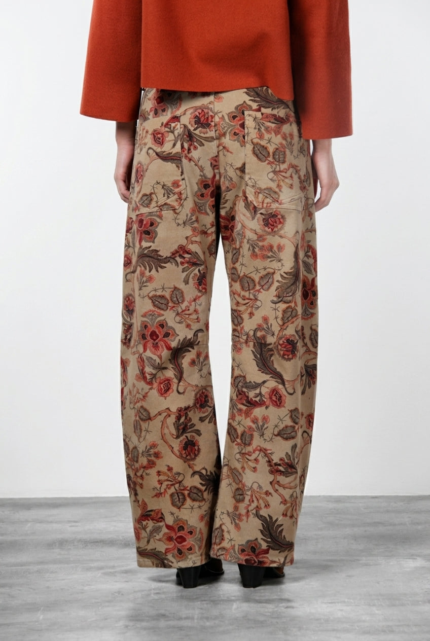 Vivienne City pantalone chino donna in bull fantasia a fiori grandi balloon fit