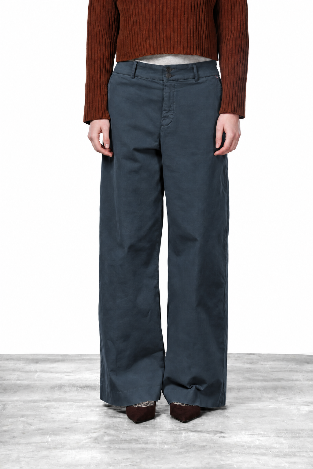 Pantalón chino New York Wide de mujer en raso, wide leg