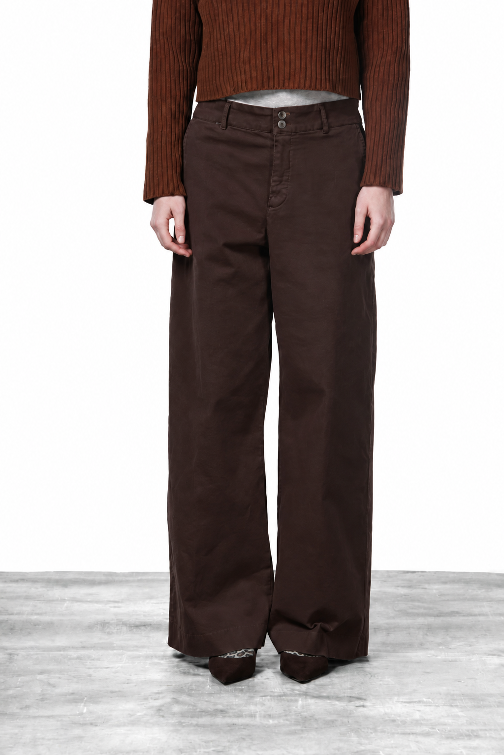 New York Wide women's chino trousers in satin, wide leg