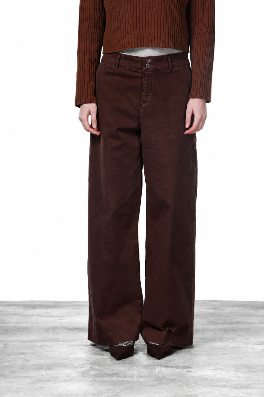 New York Wide pantalone chino donna in raso wide leg