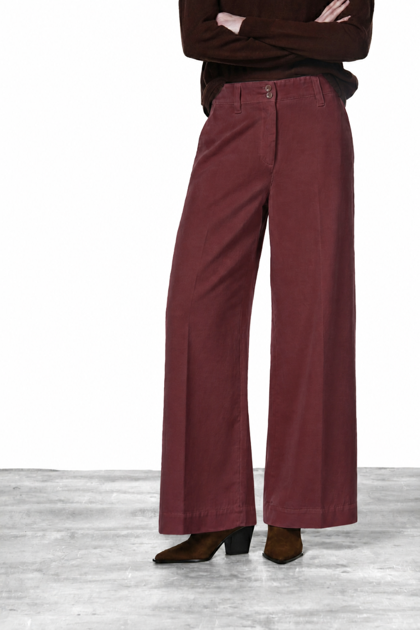 New York Wide Elax pantalone chino donna in gabardina wide leg