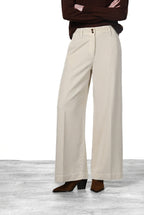 New York Wide Elax pantalone chino donna in gabardina wide leg
