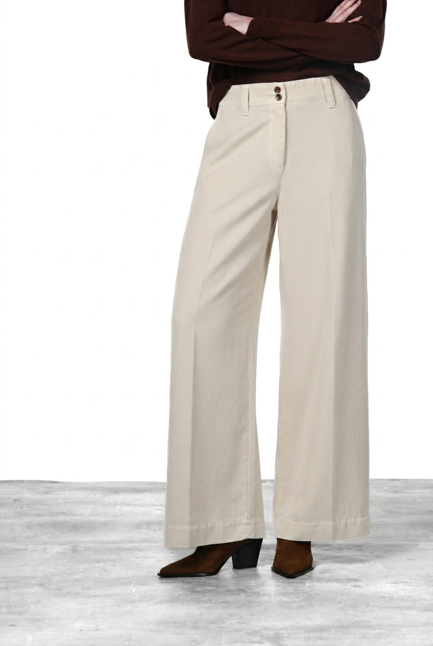 New York Wide Elax pantalone chino donna in gabardina wide leg