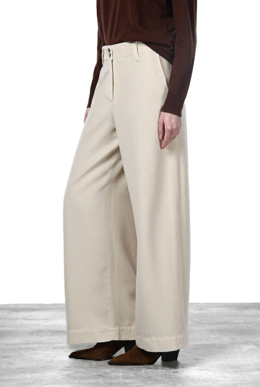 New York Wide Elax pantalone chino donna in gabardina wide leg