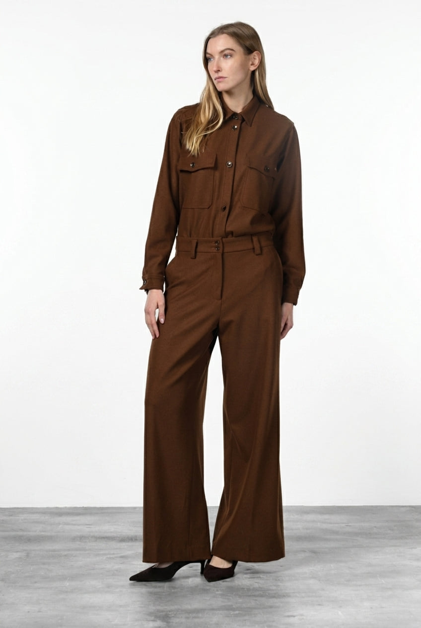 New York Wide Elax pantalone chino donna in jersey flanella wide leg