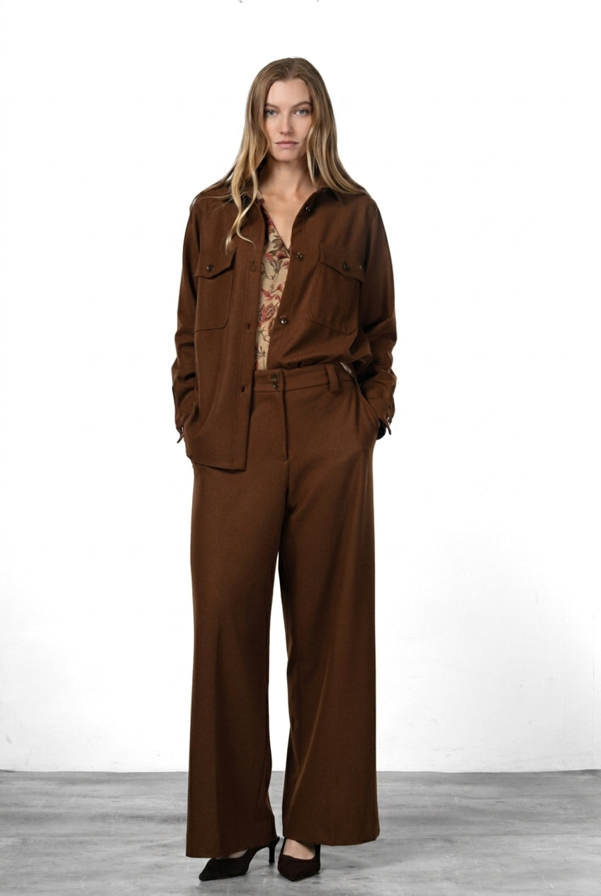 New York Wide Elax pantalone chino donna in jersey flanella wide leg