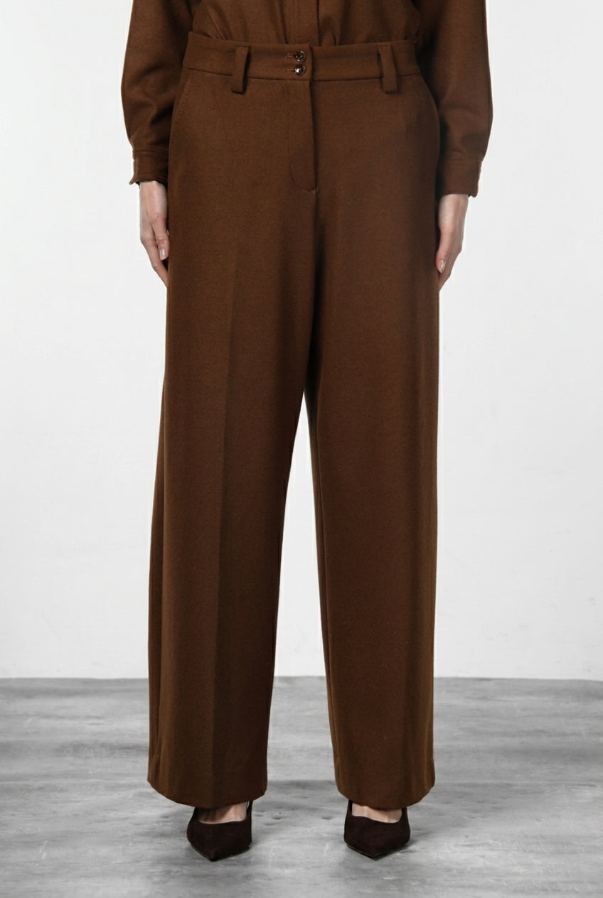 New York Wide Elax pantalone chino donna in jersey flanella wide leg