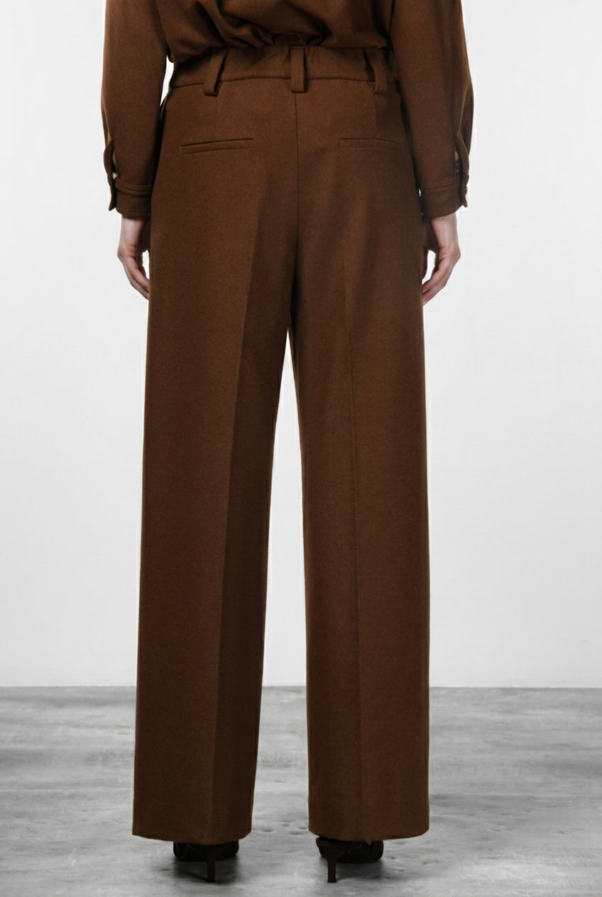 New York Wide Elax pantalone chino donna in jersey flanella wide leg