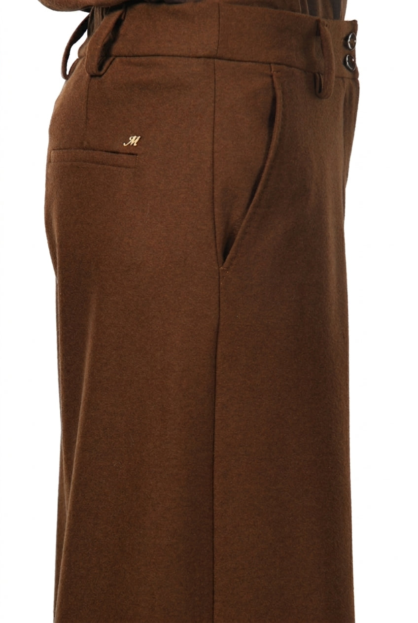 New York Wide Elax pantalone chino donna in jersey flanella wide leg