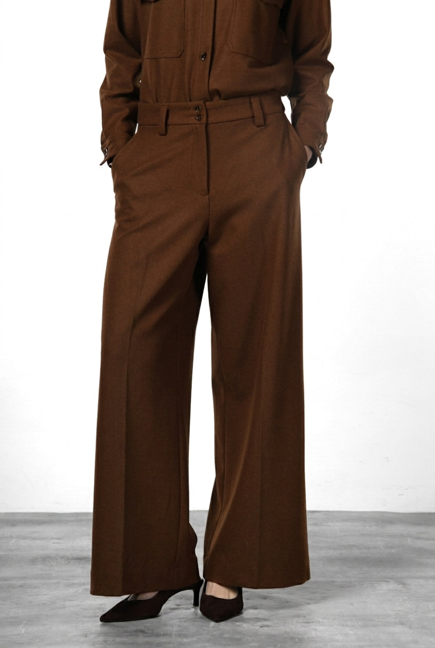 New York Wide Elax pantalone chino donna in jersey flanella wide leg