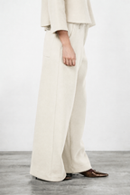 New York Wide pantalone chino donna in panno di lana wide leg