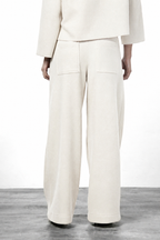 New York Wide pantalone chino donna in panno di lana wide leg