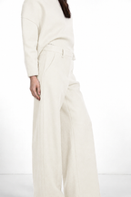 New York Wide pantalone chino donna in panno di lana wide leg