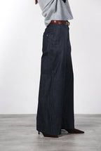 New York Wide pantalone chino 5 tasche donna in denim stretch wide leg