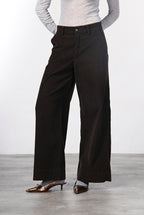 Pantalon chino New York Wide femme en velours côtelé 500 raies, wide leg
