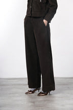 Pantalon chino New York Wide femme en velours côtelé 500 raies, wide leg