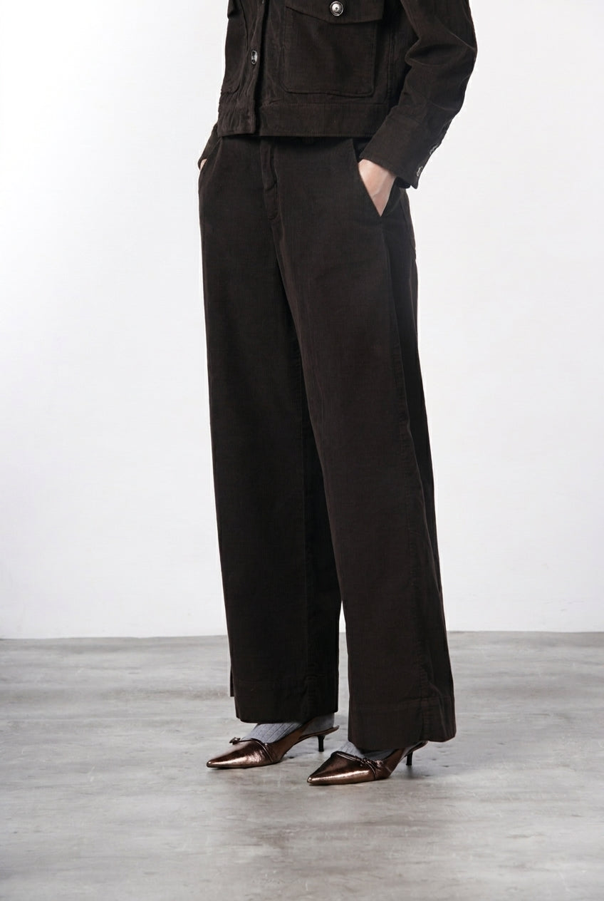 New York Wide Damen-Chinohose aus 500-Rippen-Cord, Wide Leg