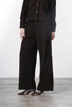 Pantalon chino New York Wide femme en velours côtelé 500 raies, wide leg