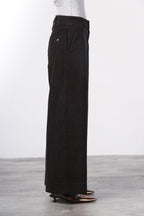 Pantalon chino New York Wide femme en velours côtelé 500 raies, wide leg