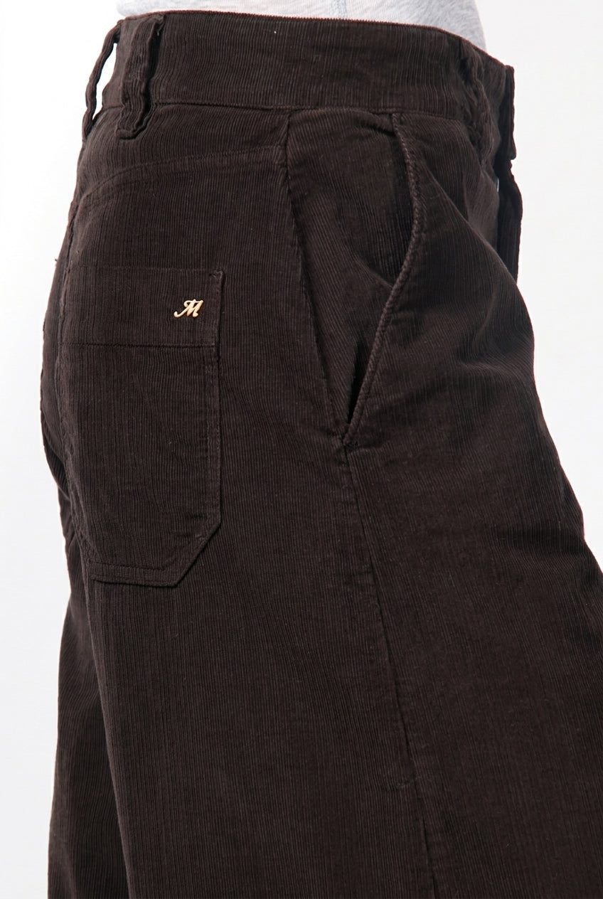 Pantalon chino New York Wide femme en velours côtelé 500 raies, wide leg