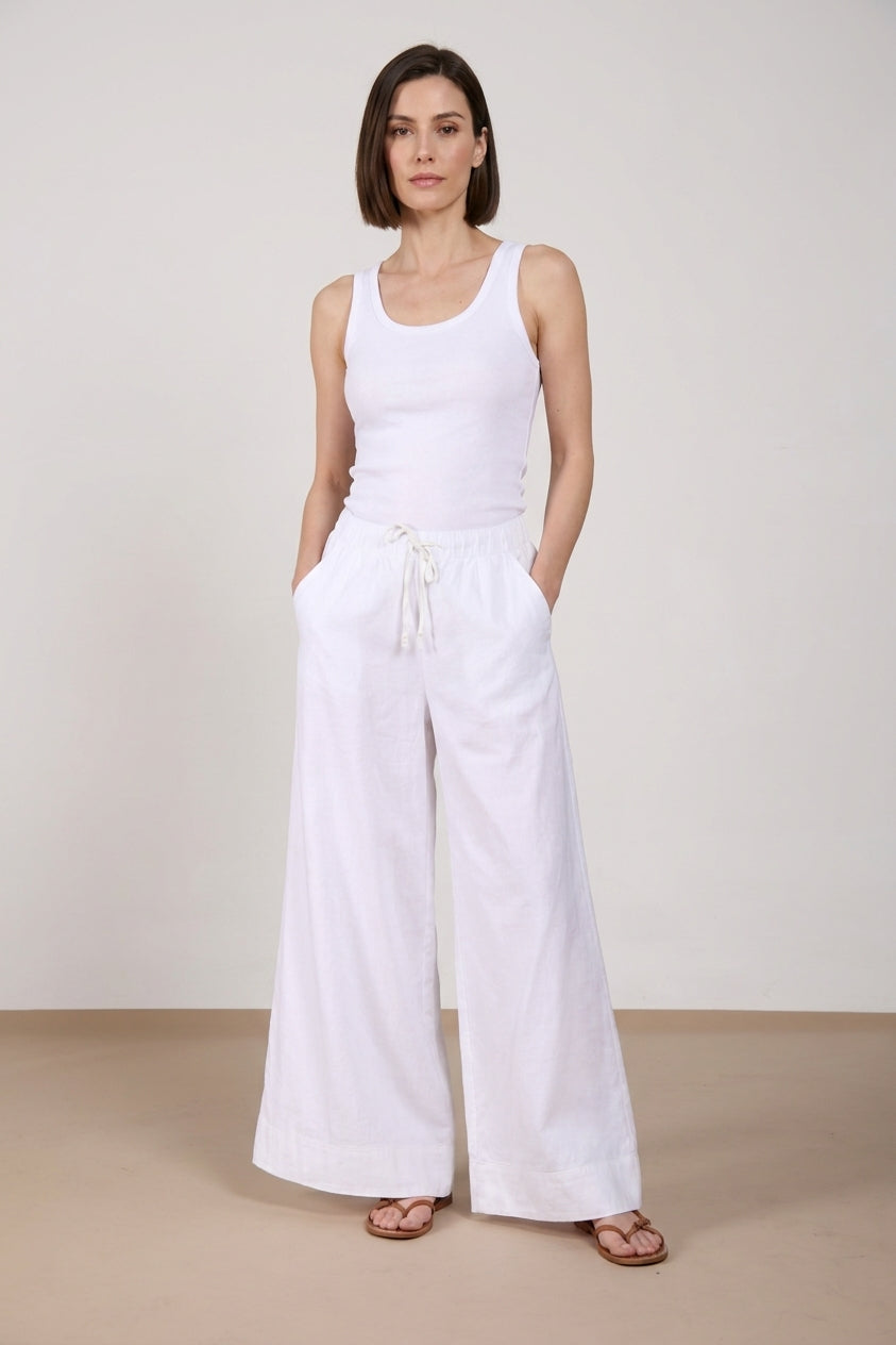 Portofino pantalon chino jogger femme en toile de lin et coton légère wide leg