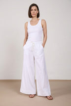 Portofino pantalon chino jogger femme en toile de lin et coton légère wide leg