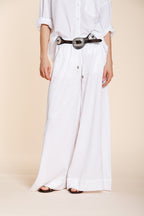 Portofino pantalon chino jogger femme en toile de lin et coton légère wide leg