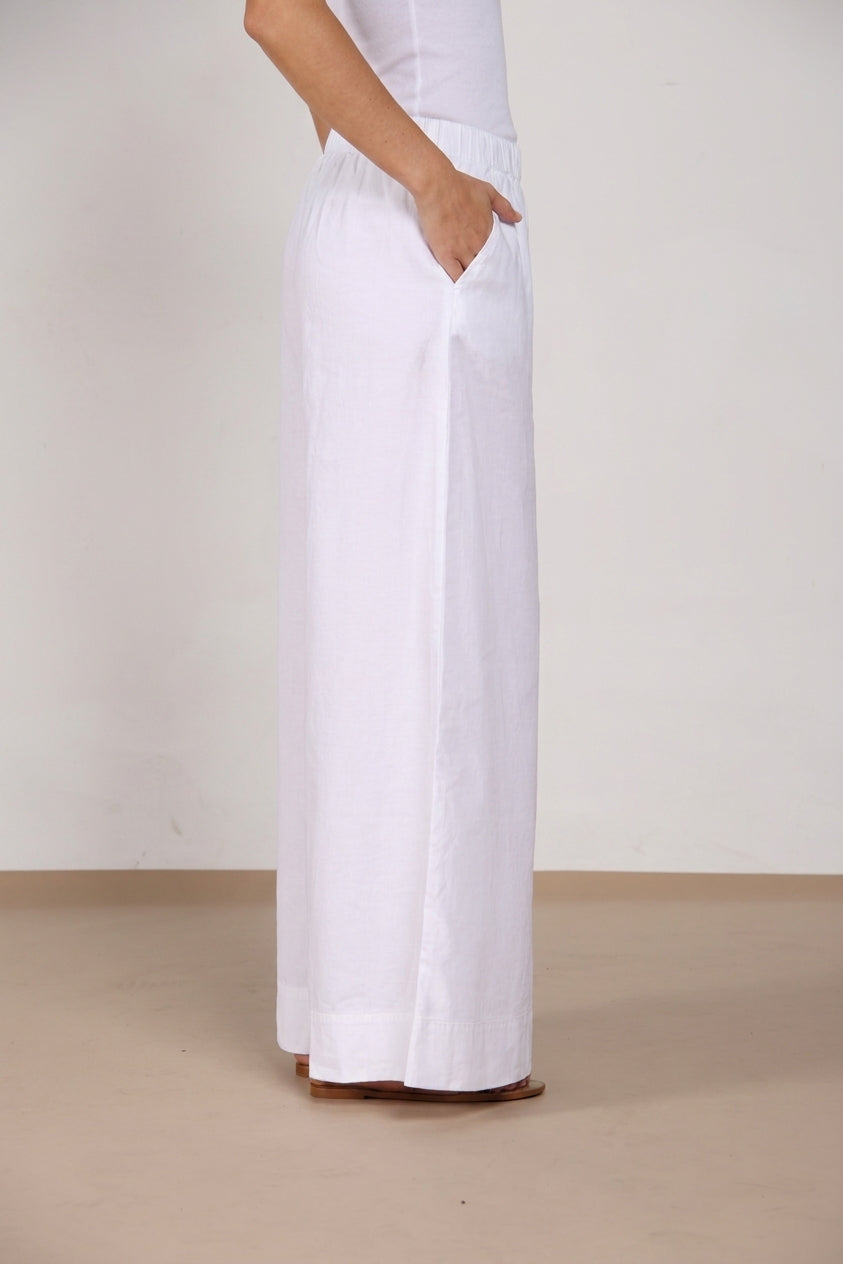 Portofino pantalon chino jogger femme en toile de lin et coton légère wide leg