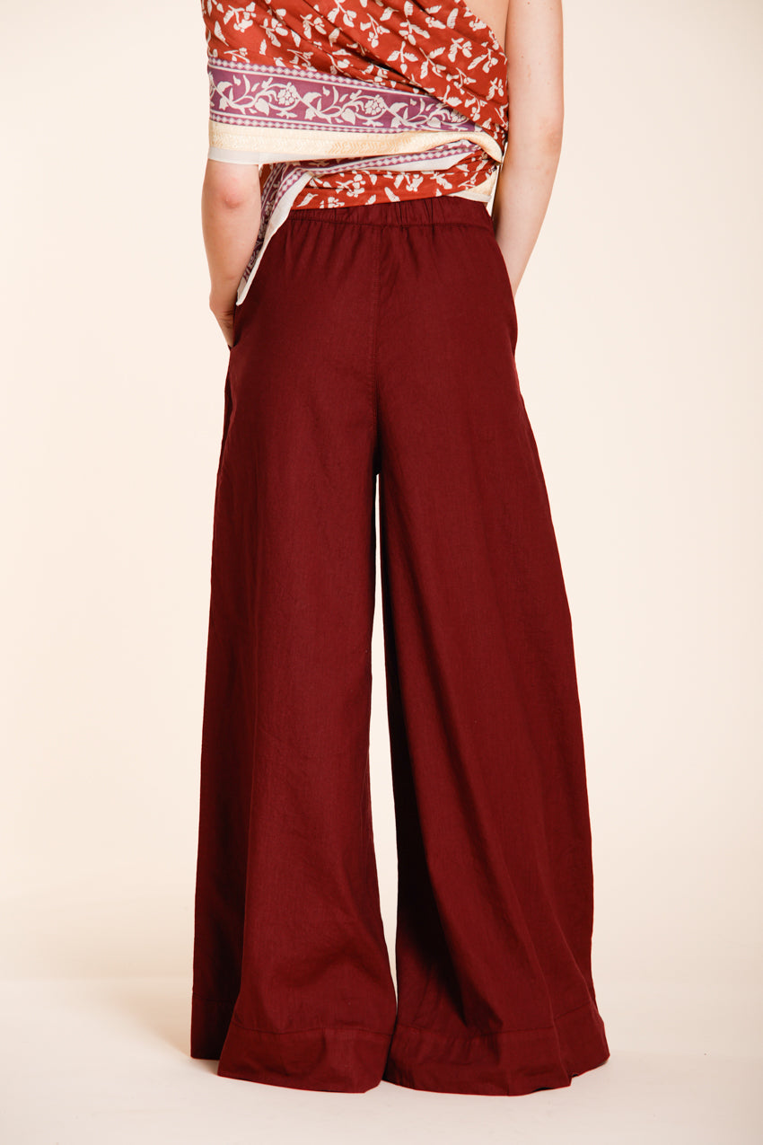 Portofino pantalone chino jogger donna in tela di lino e cotone leggero wide leg
