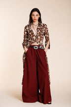 Portofino pantalone chino jogger donna in tela di lino e cotone leggero wide leg