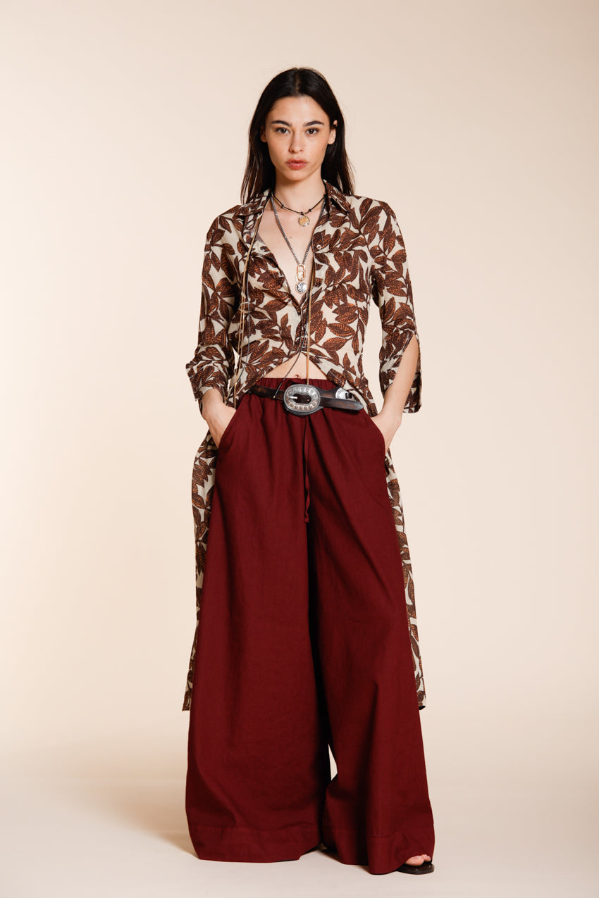 Portofino pantalon chino jogger femme en toile de lin et coton légère wide leg