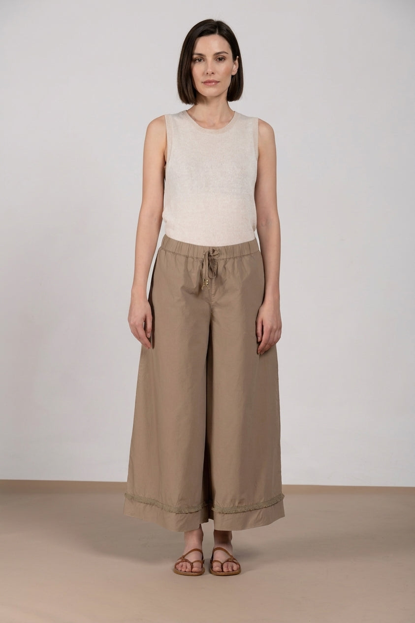 Portofino Cropped pantalone chino jogger donna in popeline wide leg