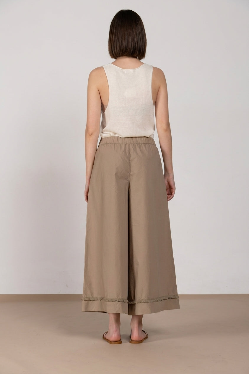 Portofino Cropped pantalon chino jogger femme en popeline wide leg